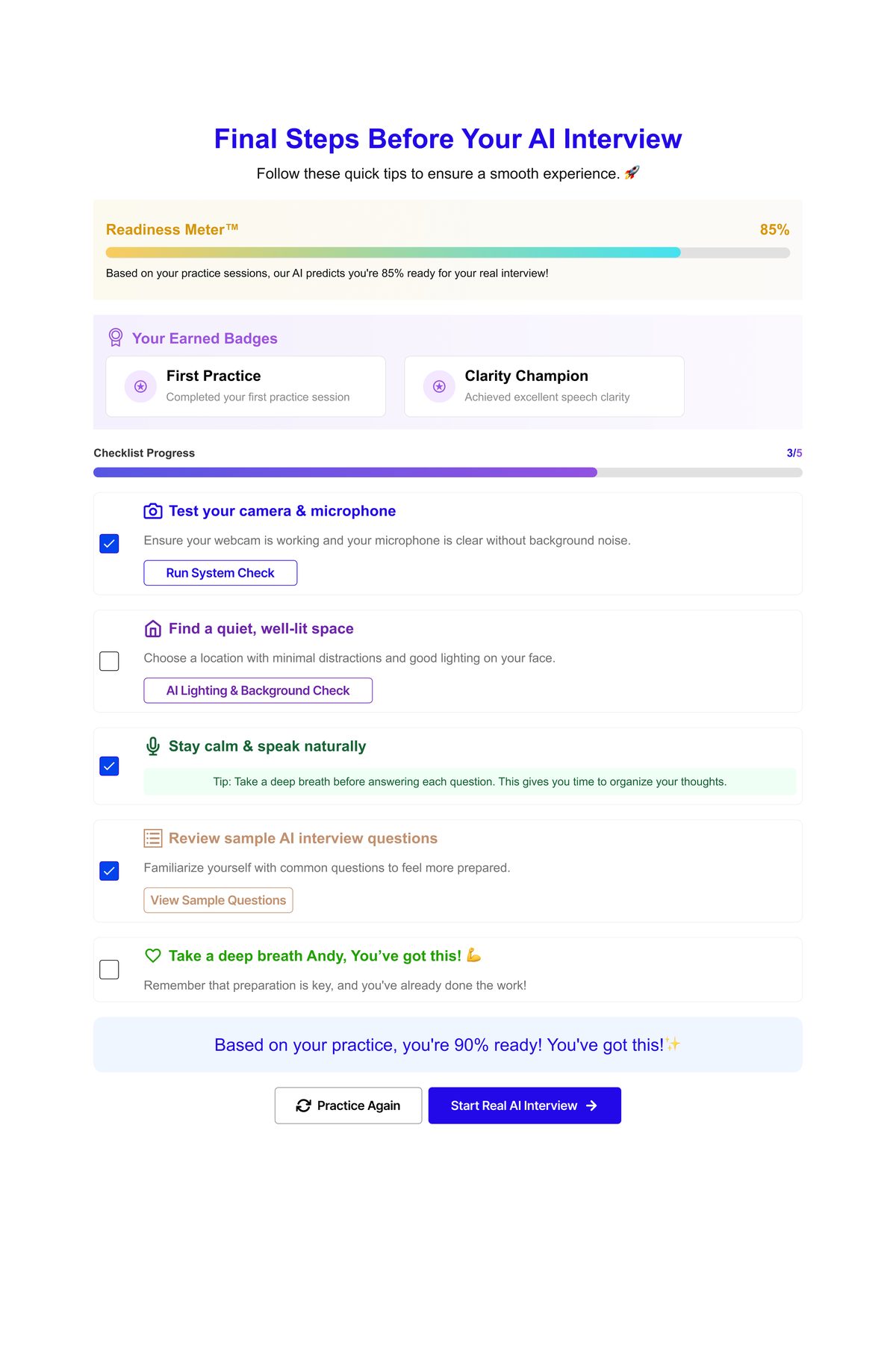 Final steps checklist before the interview
