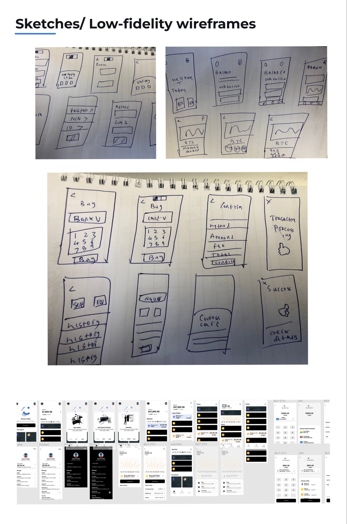 Crippy low-fidelity wireframes