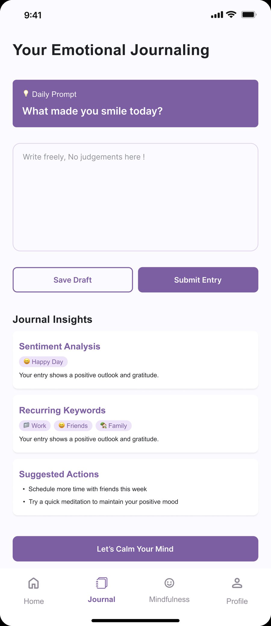 EmoSync emotional journaling