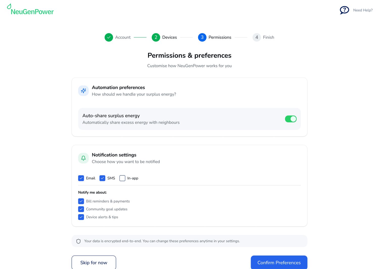Permissions and preferences