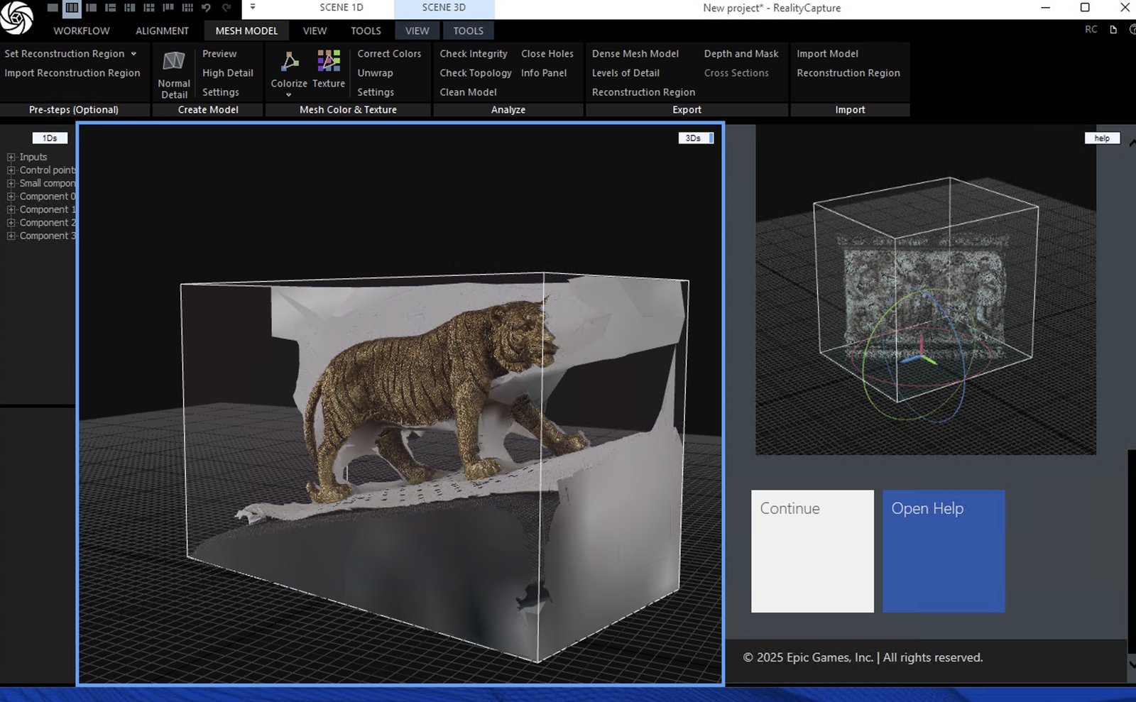 Tiger reconstruction in RealityScan