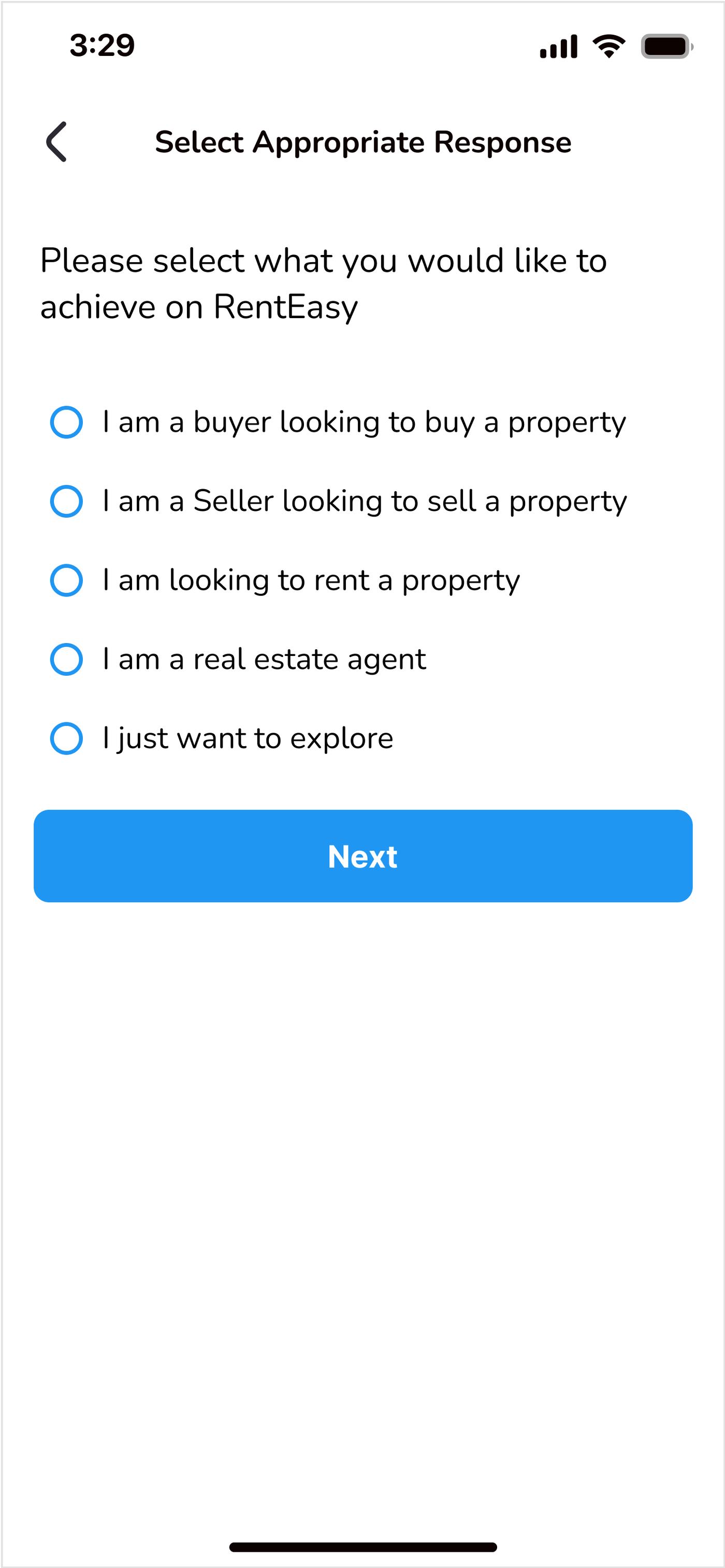 RentEasy choose account type